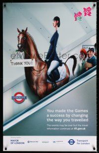 9x046 TRANSPORT FOR LONDON 25x40 English travel poster '12 cool art of horse on escalator!