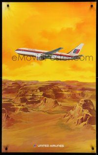 9x054 UNITED AIRLINES 25x40 travel poster '82 great art of aircraft flying over canyon!