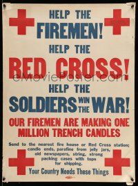 9x066 HELP THE FIREMEN HELP THE RED CROSS 21x28 WWI war poster '10s help the soldiers win the war