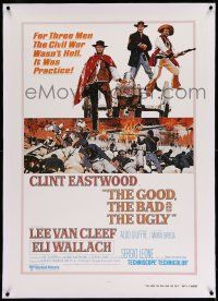 9y088 GOOD, THE BAD & THE UGLY linen int'l 1sh R80 Clint Eastwood, Lee Van Cleef, Leone classic!