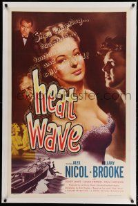 9y098 HEAT WAVE linen 1sh '54 artwork of HOT tempting taunting bad girl Hillary Brooke!