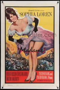 9y137 MADAME SANS GENE linen 1sh R63 sexy full-length Sophia Loren in low-cut dress, Madame!