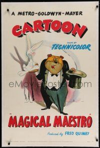 9y138 MAGICAL MAESTRO linen 1sh '52 cartoon magician w/real magic gets revenge, great Tex Avery!