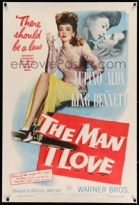 9y141 MAN I LOVE linen 1sh '47 sexiest smoking bad girl Ida Lupino knows all about men!