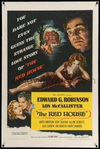 9y185 RED HOUSE linen 1sh '46 Edward G. Robinson, Delmer Daves film noir, art of sexy Julie London!