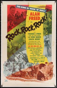 9y192 ROCK ROCK ROCK linen 1sh '56 Alan Freed, Chuck Berry, Connie Francis, Bo Diddley, rock & roll!