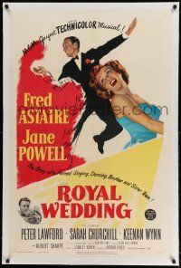 9y194 ROYAL WEDDING linen 1sh '51 great image of dancing Fred Astaire & sexy Jane Powell!
