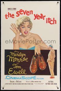 9y201 SEVEN YEAR ITCH linen 1sh '55 Billy Wilder, great art of sexy Marilyn Monroe & Tom Ewell!
