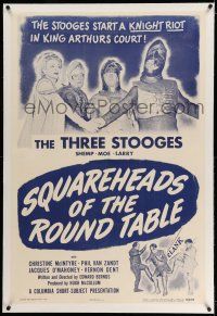 9y212 SQUAREHEADS OF THE ROUND TABLE linen 1sh '48 Three Stooges with Shemp in King Arthur's Court!