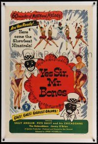 9y262 YES SIR MR BONES linen 1sh '51 your favorite laff-time when showboat minstrels come to town!