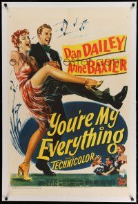 9y266 YOU'RE MY EVERYTHING linen 1sh '49 full-length art of Dan Dailey & Anne Baxter dancing!