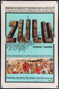 9y269 ZULU linen 1sh '64 Stanley Baker & Michael Caine English classic, dwarfing the mightiest!