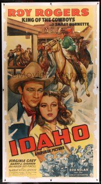 9z015 IDAHO linen 3sh '43 art of Roy Rogers & Trigger, Virginia Grey & The Sons of the Pioneers!