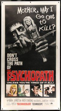 9z027 PSYCHOPATH linen 3sh '66 Robert Bloch, wild horror image, Mother, may I go out to kill?