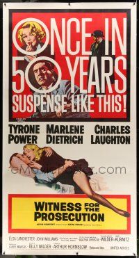 9z035 WITNESS FOR THE PROSECUTION linen 3sh '58 Tyrone Power, Marlene Dietrich, Laughton, Wilder