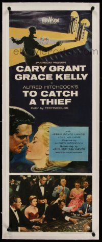 9z065 TO CATCH A THIEF linen insert '55 Grace Kelly & Cary Grant, Hitchcock, cool gambling scene!