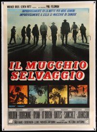9z049 WILD BUNCH linen Italian 1p '69 Sam Peckinpah cowboy classic, great silhouette image w/insets