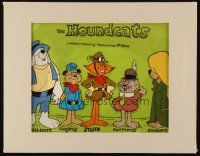 1a435 HOUNDCATS matted TV animation cel '70s great cartoon image of top cast over green background!