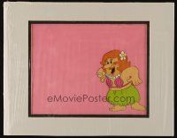 1a440 PEBBLES CEREAL matted animation cel '80s wacky cartoon image of Barney Rubble as hula girl!