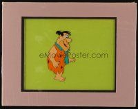 1a438 PEBBLES CEREAL matted animation cel '80s cartoon image of Fred Flintstone looking happy!