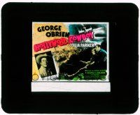 1a053 HOLLYWOOD COWBOY glass slide '37 stunt actor George O'Brien rescues rancher Cecilia Parker!