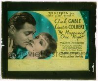 1a059 IT HAPPENED ONE NIGHT glass slide '34 Clark Gable, Claudette Colbert, Frank Capra classic!