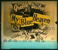 1a082 MY BLUE HEAVEN glass slide '50 great art of sexy dancer Betty Grable & Dan Dailey!