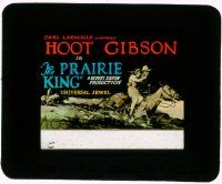 1a096 PRAIRIE KING glass slide '27 great artwork of cowboy Hoot Gibson on horse rescuing girl!