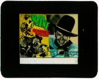 1a103 SCARLET RIVER glass slide '33 close up of Tom Keene & art of him punching masked bad man!