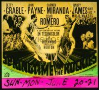 1a119 SPRINGTIME IN THE ROCKIES glass slide '42 Betty Grable, Cesar Romero & Carmen Miranda!