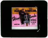 1a122 STRAWBERRY BLONDE glass slide '41 James Cagney in suit standing by Olivia De Havilland!