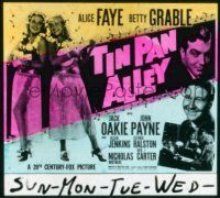 1a130 TIN PAN ALLEY style A glass slide '40 Faye & Betty Grable with grass skirts, leis & ukuleles!