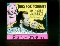 1a135 TWO FOR TONIGHT glass slide '35 great c/u of Bing Crosby & sexy Joan Bennett about to kiss!