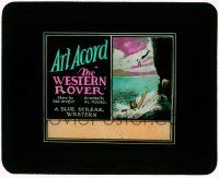 1a142 WESTERN ROVER glass slide '27 Art Acord saves his father's cattle from rustlers!