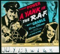 1a149 YANK IN THE R.A.F. glass slide '41 close up of Tyrone Power & Betty Grable both in uniform!