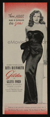 1a223 GILDA magazine ad '46 sexy bad girl Rita Hayworth full-length in sheath dress!