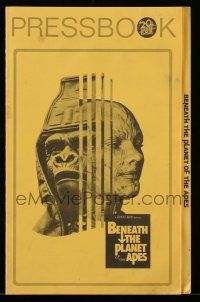 1a556 BENEATH THE PLANET OF THE APES pressbook '70 sci-fi sequel, what lies beneath may be the end