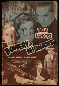 1a582 BOWERY AT MIDNIGHT pressbook '42 Bela Lugosi, John Archer, Wanda McKay, Tom Neal!