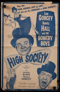 1a742 HIGH SOCIETY pressbook '55 Leo Gorcey, Huntz Hall & The Bowery Boys give you the lowdown!