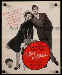 1a759 I LOVE A SOLDIER pressbook '44 Sonny Tufts in uniform with pretty Paulette Goddard!