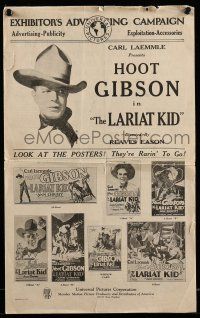 1a800 LARIAT KID pressbook '29 cowboy Hoot Gibson, wonderful western poster artwork & photos!