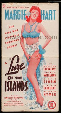 1a820 LURE OF THE ISLANDS pressbook '42 sexy Margie Hart, the girl who stopped a thousand shows!
