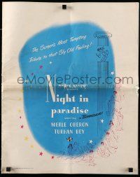 1a854 NIGHT IN PARADISE pressbook '45 Merle Oberon, Turhan Bey, the night you will never forget!