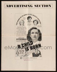 1a607 CHILD IS BORN pressbook supplement '40 Geraldine Fitzgerald on the brink of adventure!