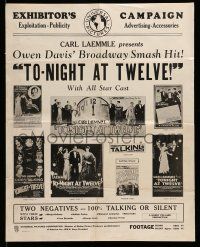 1a951 TONIGHT AT TWELVE pressbook '29 pretty Madge Bellamy in Owen Davis' Broadway smash hit!