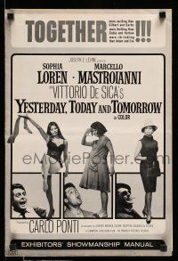 1a997 YESTERDAY, TODAY & TOMORROW pressbook '64 sexy Sophia Loren, Marcello Mastroianni, De Sica!