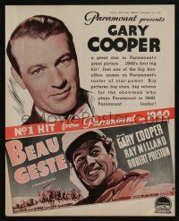 1a157 BEAU GESTE Australian trade ad '39 Gary Cooper on 24-sheet & out of makeup!