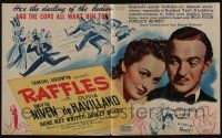 1a194 RAFFLES Australian trade ad '40 jewel thief David Niven & Olivia de Havilland, different!