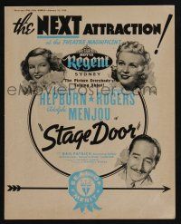 1a201 STAGE DOOR 1pg Australian trade ad '38 Katharine Hepburn, Ginger Rogers, Adolphe Menjou
