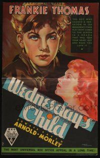 1a213 WEDNESDAY'S CHILD Australian trade ad '35 different art by Norman McMurray, from Broadway!